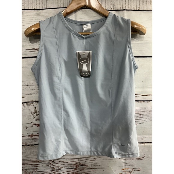 Nike Womens Blue Tank Top New Dri Fit Athletic Gym Embroidered‎ Logo - Picture 1 of 8